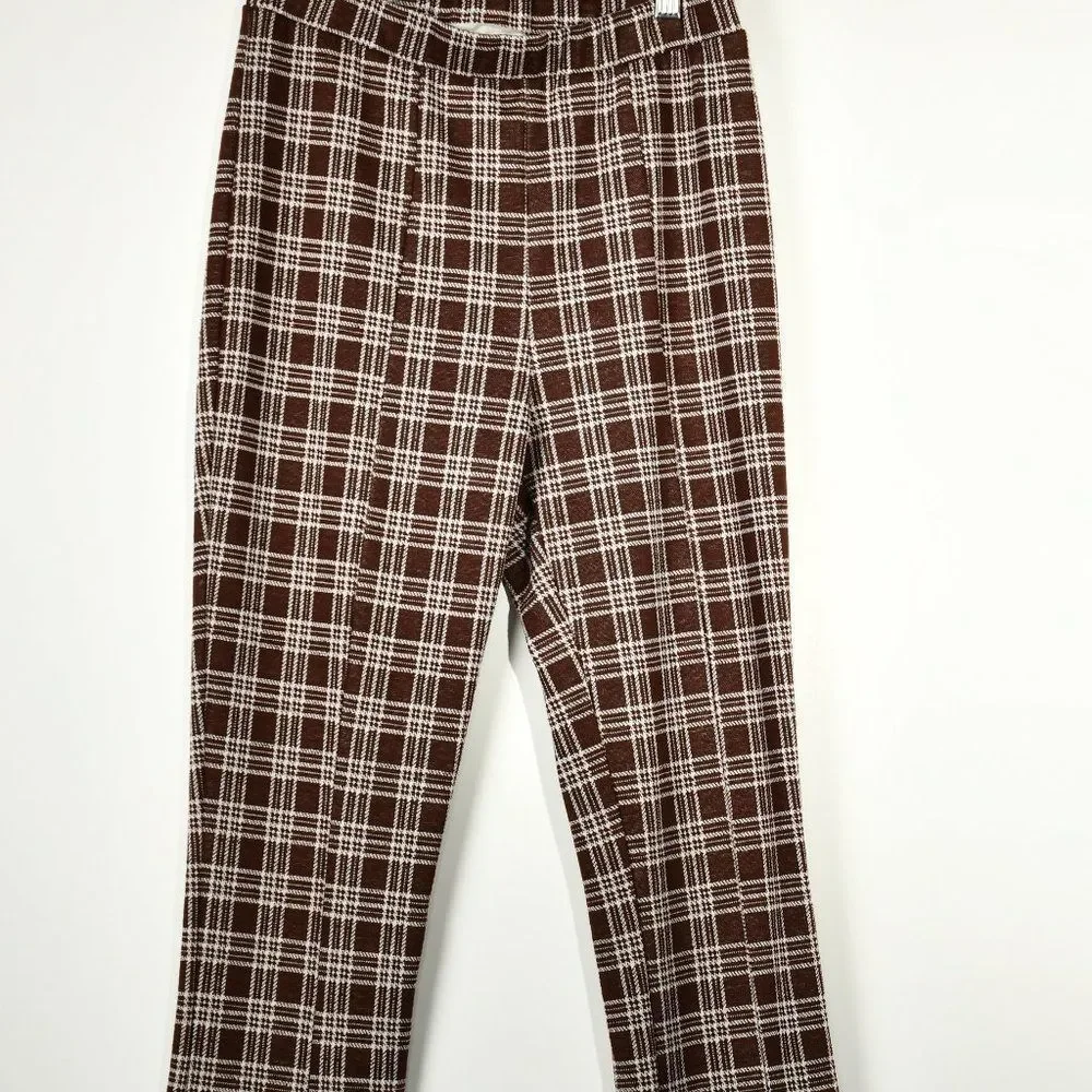 Plaid Urban Renewal Womens Slit-leg Pants with Flare Crop Y2K - Picture 3 of 6